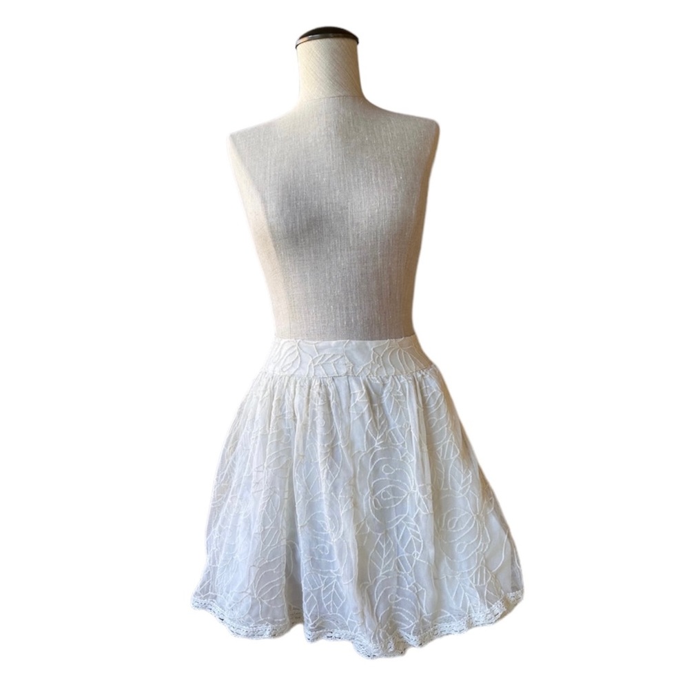 Free People Ivory Lace Crochet A Line Skater Mini Skirt NWT XS